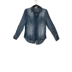 Anthropologie Cloth‎ & Stone Shirt Women Small Top Blue Corpcore Classic Modern